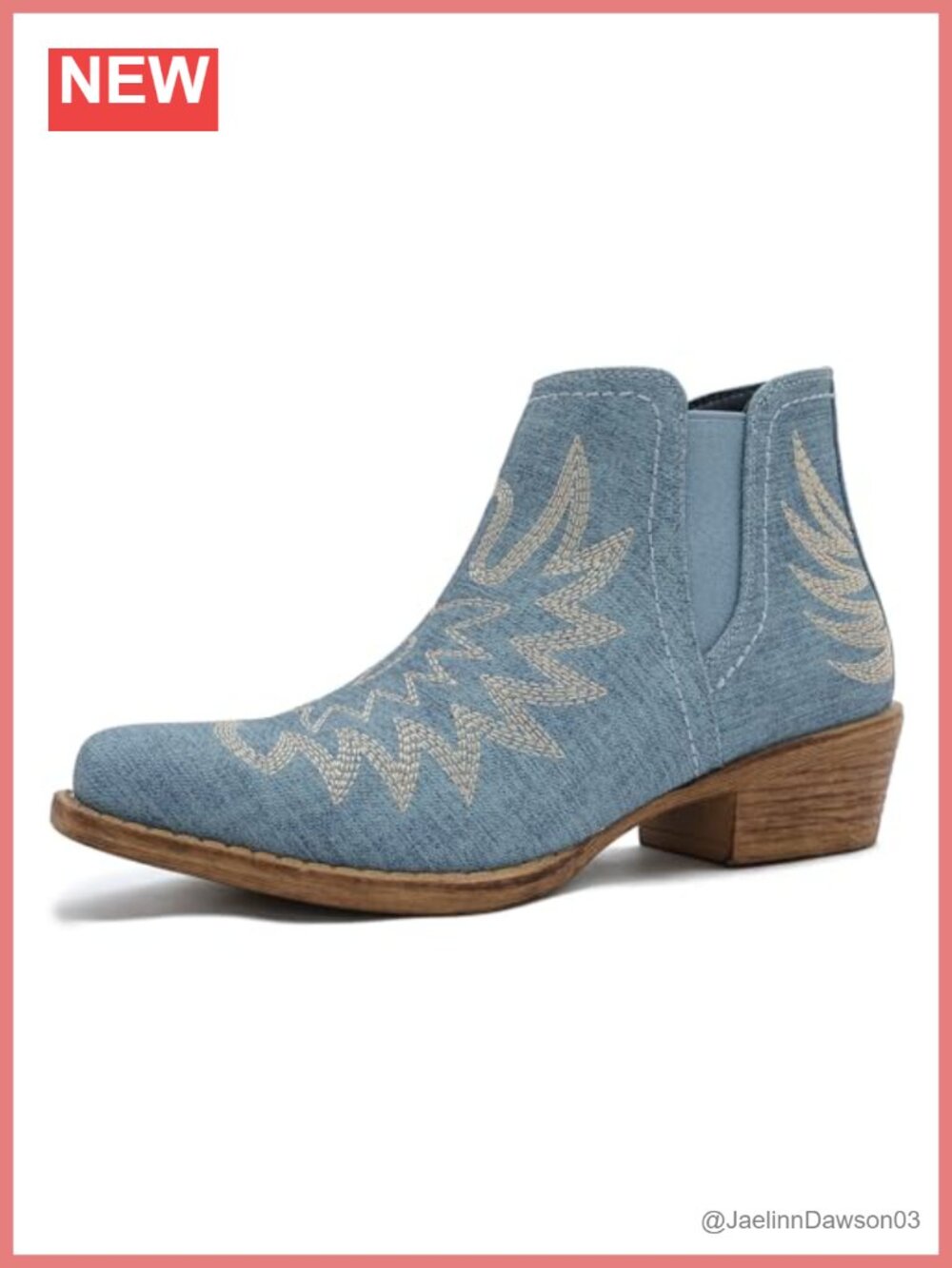 Western Cowgirl Ankle Booties Faux Leather Chisel Toe Pull On